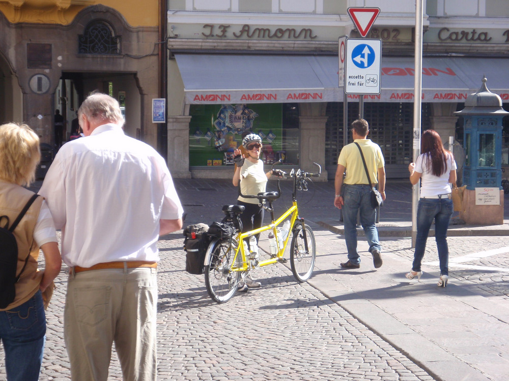 My favorite travel partner, Terry Struck, downtown Bozen.